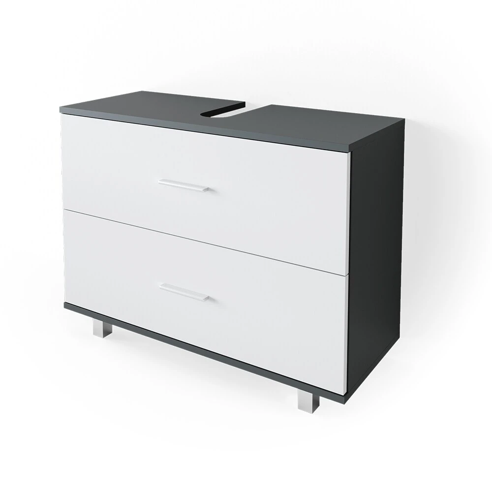 VICCO Waschbeckenunterschrank ILIAS Weiß Anthrazit Schublade Unterschrank Badezimmer 2 VICCO Waschbeckenunterschrank ILIAS Weiß Anthrazit Schublade Unterschrank Badezimmer – Bild 2