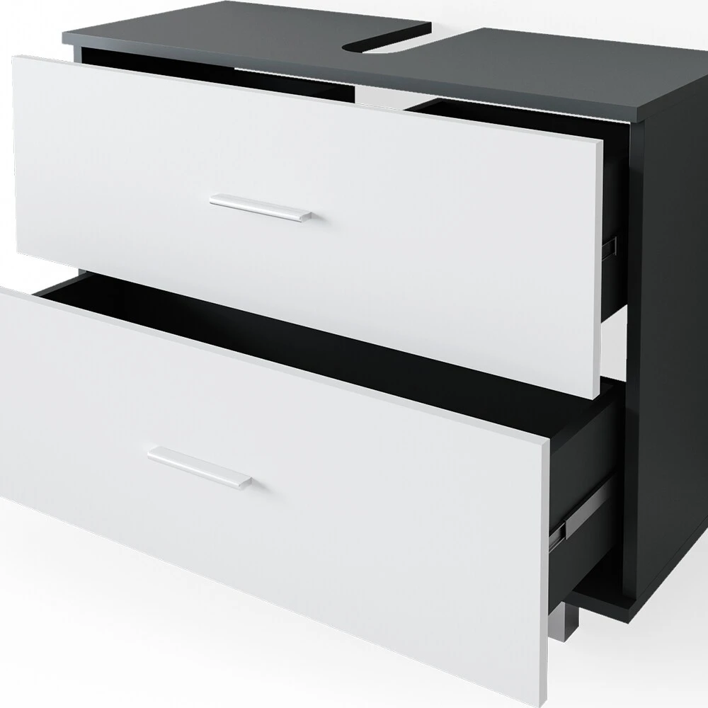 VICCO Waschbeckenunterschrank ILIAS Weiß Anthrazit Schublade Unterschrank Badezimmer 6 VICCO Waschbeckenunterschrank ILIAS Weiß Anthrazit Schublade Unterschrank Badezimmer – Bild 6
