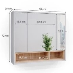 Vicco Spiegelschrank Badschrank Badspiegel 80cm Badmöbel Beatrice 3-türig Ablage -OUTSUNNY Verkäufe 8600343700 34836 prod 003