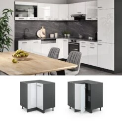 VICCO Küchenschrank Unterschrank Eckunterschrank 87 Cm R-Line Anthrazit