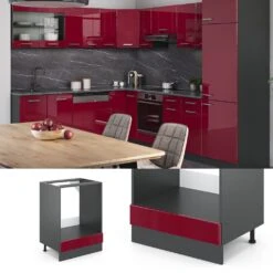 VICCO Küchenschrank Unterschrank Herdumbauschrank 60 Cm R-Line Anthrazit