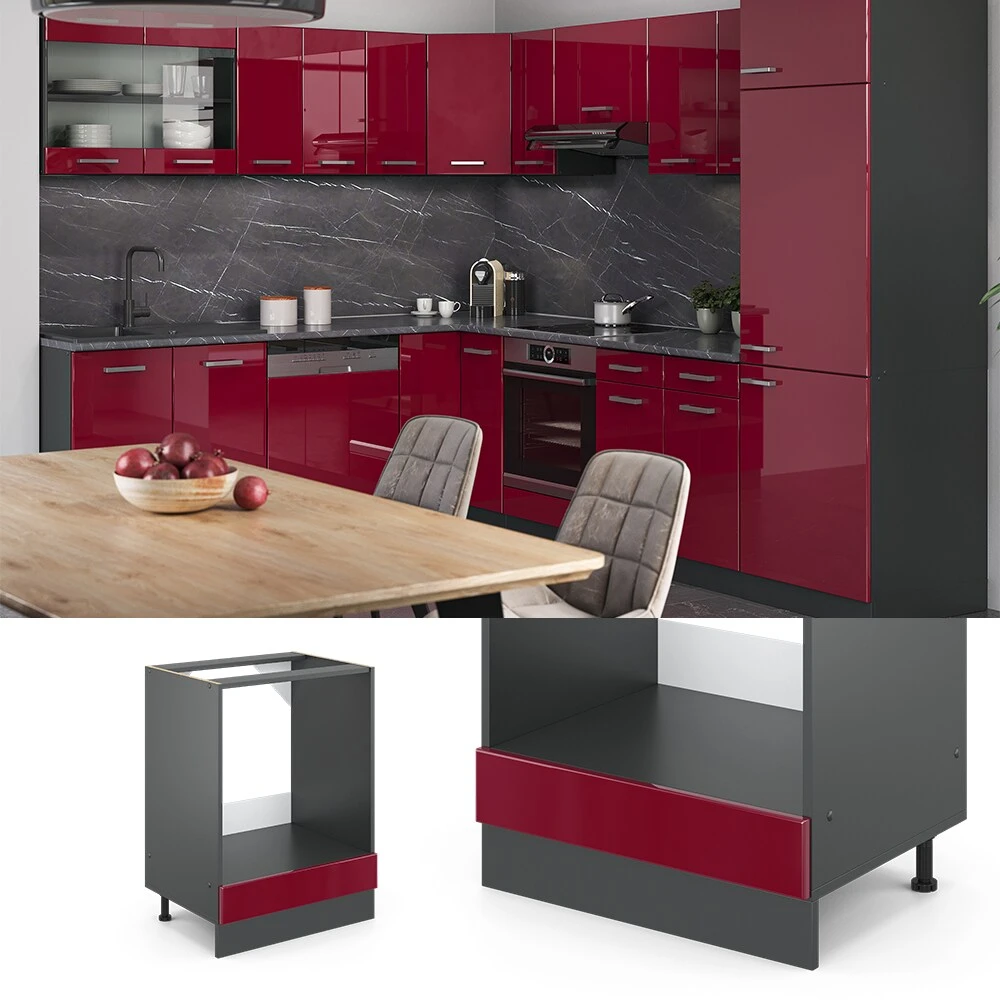 VICCO Küchenschrank Unterschrank Herdumbauschrank 60 Cm R-Line Anthrazit 1 VICCO Küchenschrank Unterschrank Herdumbauschrank 60 Cm R-Line Anthrazit