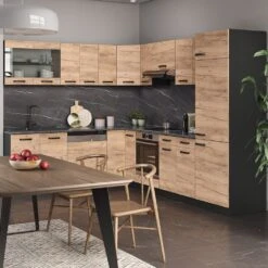 VICCO KÜCHENZEILE R-LINE ECKKÜCHE WINKEL KÜCHE EINBAUKÜCHE KÜCHENBLOCK ANTHRAZIT EICHE -OUTSUNNY Verkäufe 8600343700 34938 prod 004