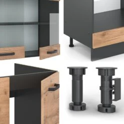 VICCO KÜCHENZEILE R-LINE ECKKÜCHE WINKEL KÜCHE EINBAUKÜCHE KÜCHENBLOCK ANTHRAZIT EICHE -OUTSUNNY Verkäufe 8600343700 34938 prod 005