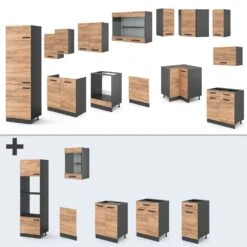 VICCO KÜCHENZEILE R-LINE ECKKÜCHE WINKEL KÜCHE EINBAUKÜCHE KÜCHENBLOCK ANTHRAZIT EICHE -OUTSUNNY Verkäufe 8600343700 34938 prod 006