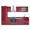 VICCO KÜCHE R-LINE 300 CM KÜCHENZEILE KÜCHENBLOCK EINBAUKÜCHE ANTHRAZIT BORDEAUX HOCHGLANZ