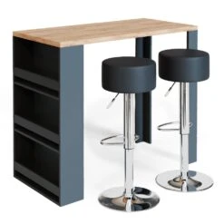 VICCO Bartisch Bartresen Stehtisch Tisch Mit Hocker Tresentisch Bistrotisch Eiche Anthrazit