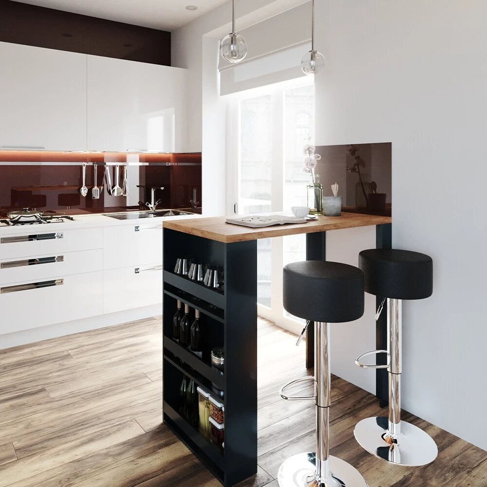 VICCO Bartisch Bartresen Stehtisch Tisch Mit Hocker Tresentisch Bistrotisch Eiche Anthrazit 4 VICCO Bartisch Bartresen Stehtisch Tisch Mit Hocker Tresentisch Bistrotisch Eiche Anthrazit – Bild 4