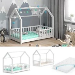 VitaliSpa Kinderbett Hausbett Spielbett Wiki 80x160cm Matratze Rausfallschutz