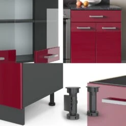 Vicco KÜCHE R-LINE 200CM KÜCHENZEILE KÜCHENBLOCK EINBAU Anthrazit Bordeaux Hochglanz -OUTSUNNY Verkäufe 8600343700 35000 prod 005