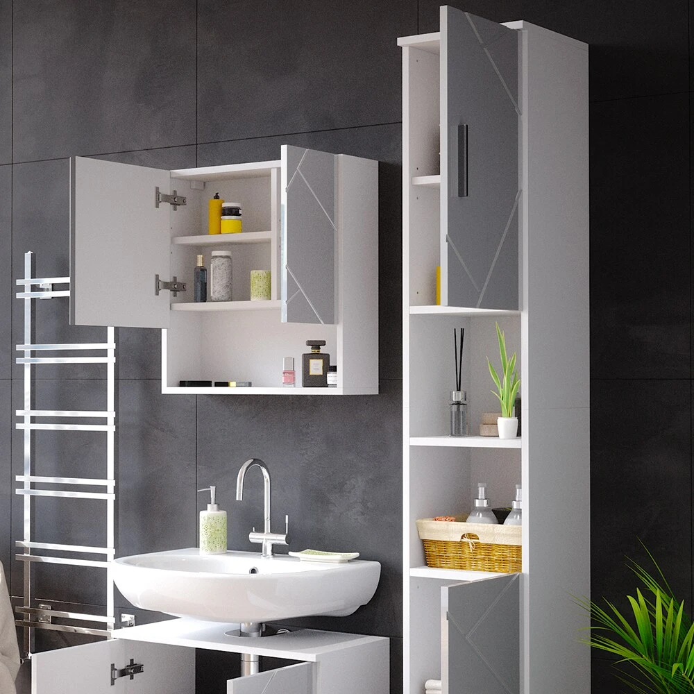 Vicco Badschrank Hochschrank Badezimmerschrank Irma Weiss Badregal 6 Fächer 5 Vicco Badschrank Hochschrank Badezimmerschrank Irma Weiss Badregal 6 Fächer – Bild 5