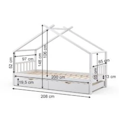VITALISPA Kinderbett DESIGN Hausbett Gästebett Lattenrost weiß 90x200 Schublade -OUTSUNNY Verkäufe 8600343700 35962 prod 003