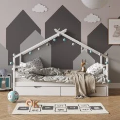 VITALISPA Kinderbett DESIGN Hausbett Gästebett Lattenrost weiß 90x200 Schublade -OUTSUNNY Verkäufe 8600343700 35962 prod 004
