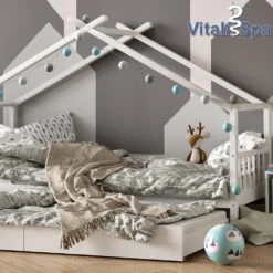 VITALISPA Kinderbett DESIGN Hausbett Gästebett Lattenrost weiß 90x200 Schublade -OUTSUNNY Verkäufe 8600343700 35962 prod 005