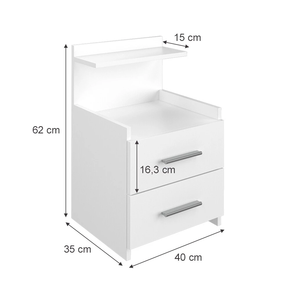Vicco Nachttisch Beistelltisch Nachtschrank Alpin Weiß Nachtkommode 2 Schubladen 3 Vicco Nachttisch Beistelltisch Nachtschrank Alpin Weiß Nachtkommode 2 Schubladen – Bild 3