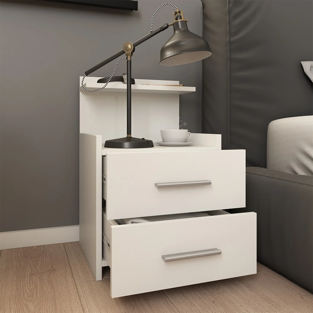 Vicco Nachttisch Beistelltisch Nachtschrank Alpin Weiß Nachtkommode 2 Schubladen 5 Vicco Nachttisch Beistelltisch Nachtschrank Alpin Weiß Nachtkommode 2 Schubladen – Bild 5