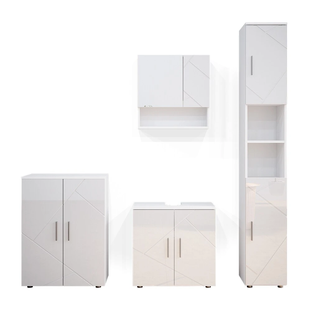 Vicco Badmöbel Set Spiegelschrank Hochschrank Unterschrank Irma Weiss Kommode 2 Vicco Badmöbel Set Spiegelschrank Hochschrank Unterschrank Irma Weiss Kommode – Bild 2