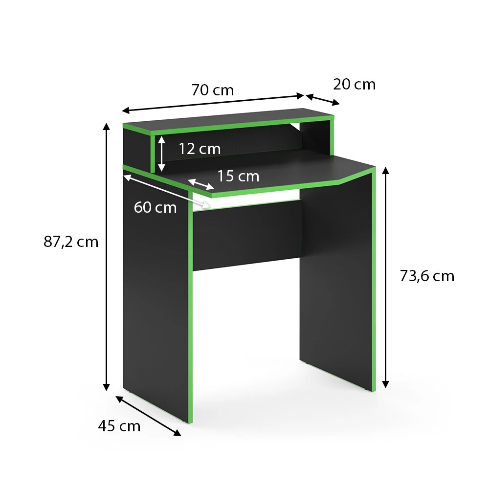 Vicco Computertisch Schreibtisch Kurz Arbeitstisch Kron Schwarz Grün Ablage 3 Vicco Computertisch Schreibtisch Kurz Arbeitstisch Kron Schwarz Grün Ablage – Bild 3
