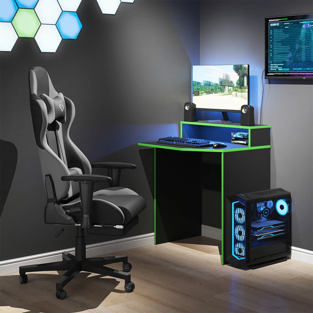 Vicco Computertisch Schreibtisch Kurz Arbeitstisch Kron Schwarz Grün Ablage 4 Vicco Computertisch Schreibtisch Kurz Arbeitstisch Kron Schwarz Grün Ablage – Bild 4