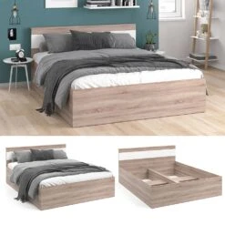 VitaliSpa Bettgestell Holzbett Doppelbett Adria 160x200cm Mit Kopfteil Ehebett