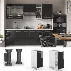 Vicco Apothekerunterschrank 30 Cm Anthrazit Hochglanz Küchenschrank Apothekerschrank Küchenzeile Fame-Line