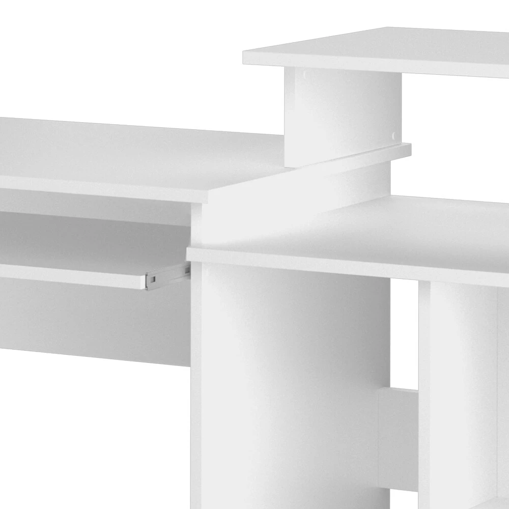 Vicco Computertisch Schreibtisch Arbeitstisch Jan Weiß Tastaturablage Fächer 6 Vicco Computertisch Schreibtisch Arbeitstisch Jan Weiß Tastaturablage Fächer – Bild 6