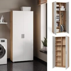 Vicco Universalschrank Mehrzweckschrank Büroschrank Ingo Weiß-Sonoma 2 Türen