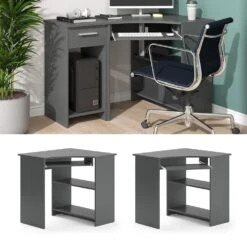 Vicco Eckschreibtisch Schreibtisch Computertisch Odin Anthrazit Arbeitstisch Ablage