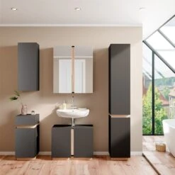 Vicco Hängeschrank Badschrank Badezimmerschrank Gloria Anthrazit/Sonoma Tür 3 Fächer -OUTSUNNY Verkäufe 8600343700 36976 prod 004