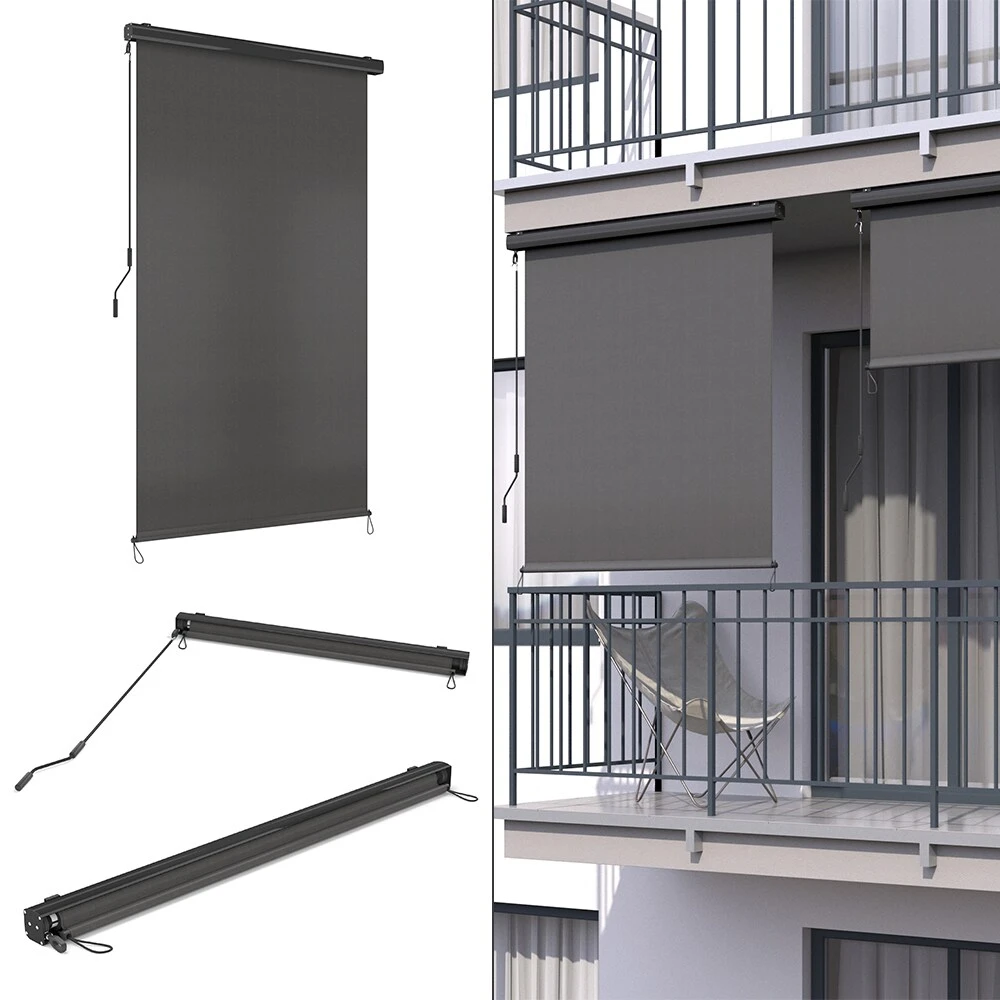 OK-Living Senkrechtmarkise Sonnenschutzrollo Seitenmarkise Anthrazit 250x160 Cm 2 OK-Living Senkrechtmarkise Sonnenschutzrollo Seitenmarkise Anthrazit 250x160 Cm – Bild 2