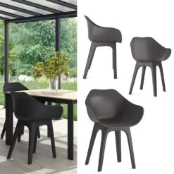 OK-Living Gartenstuhl Terrassenstuhl Balkonstuhl Ghibli Schwarz Schalensitz Set