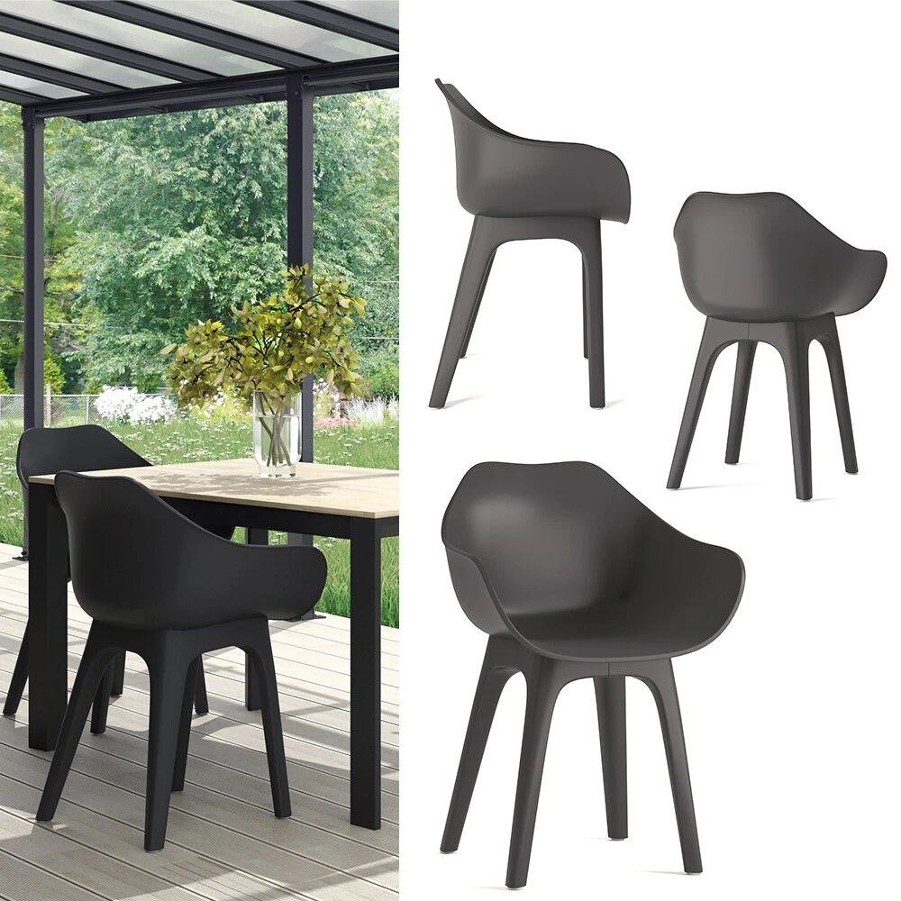 OK-Living Gartenstuhl Terrassenstuhl Balkonstuhl Ghibli Schwarz Schalensitz Set 1 OK-Living Gartenstuhl Terrassenstuhl Balkonstuhl Ghibli Schwarz Schalensitz Set