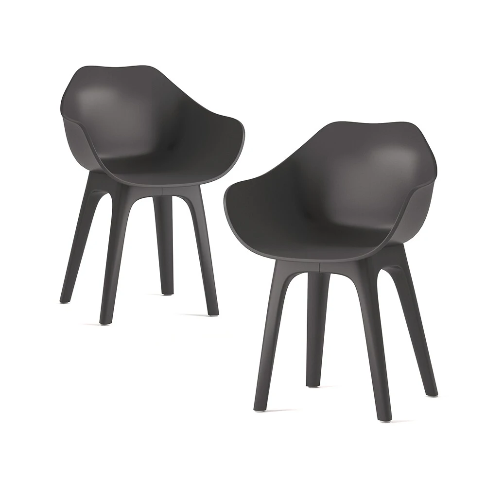 OK-Living Gartenstuhl Terrassenstuhl Balkonstuhl Ghibli Schwarz Schalensitz Set 2 OK-Living Gartenstuhl Terrassenstuhl Balkonstuhl Ghibli Schwarz Schalensitz Set – Bild 2