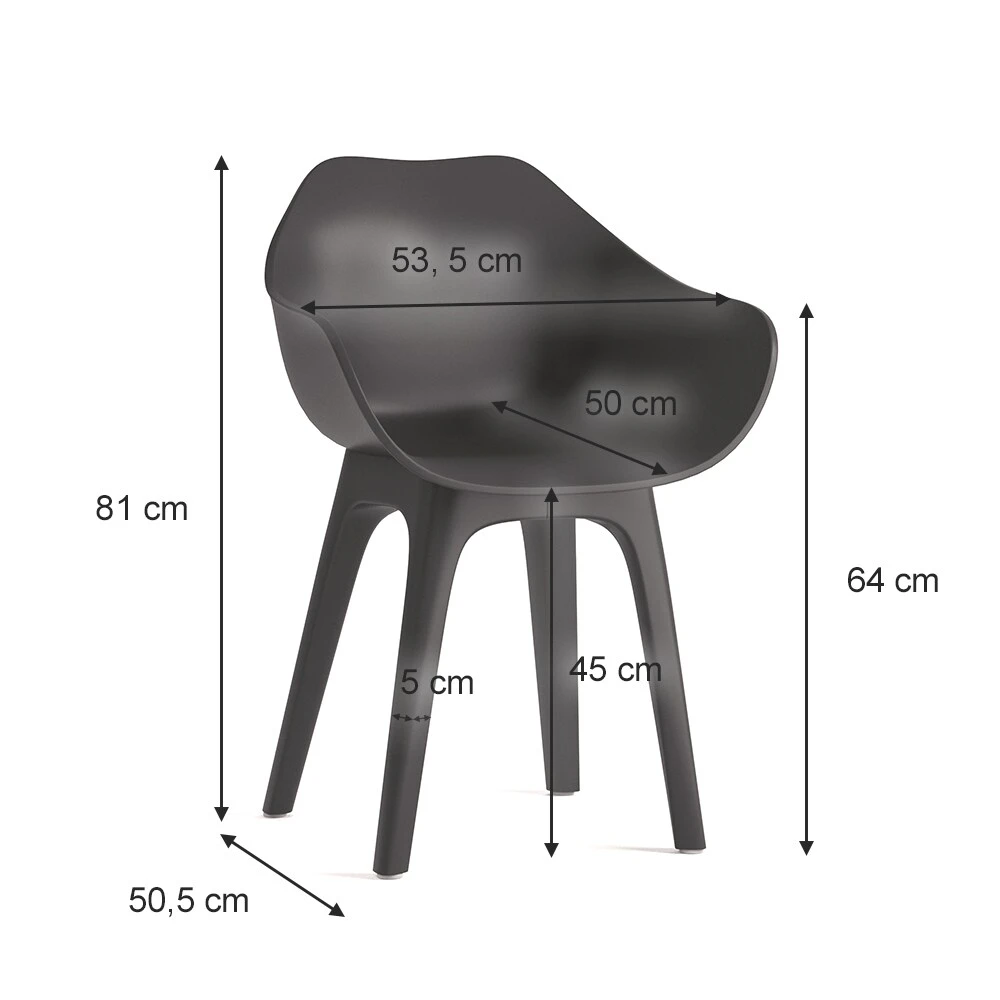 OK-Living Gartenstuhl Terrassenstuhl Balkonstuhl Ghibli Schwarz Schalensitz Set 3 OK-Living Gartenstuhl Terrassenstuhl Balkonstuhl Ghibli Schwarz Schalensitz Set – Bild 3