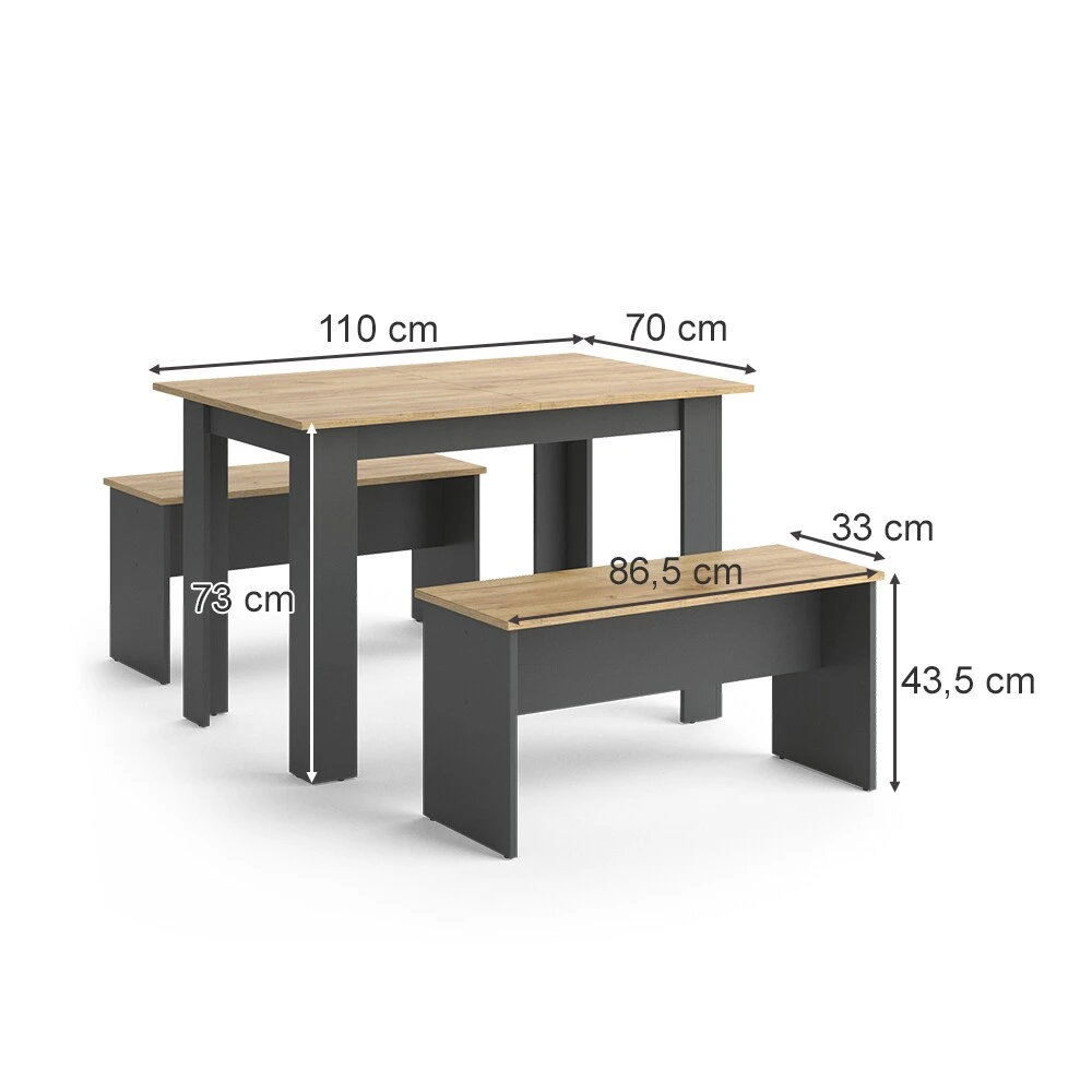 Vicco Tischgruppe Sitzgruppe Esszimmer Sentio Esstisch Anthrazit Eiche 110 Cm 3 Vicco Tischgruppe Sitzgruppe Esszimmer Sentio Esstisch Anthrazit Eiche 110 Cm – Bild 3