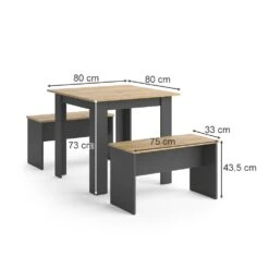 Vicco Tischgruppe Sitzgruppe Esszimmer Sentio Esstisch Anthrazit Eiche 80 Cm -OUTSUNNY Verkäufe 8600343700 37274 prod 003