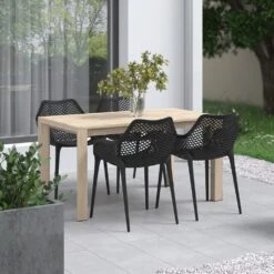 OK-Living Gartenstuhl Terrassenstuhl Balkonstuhl Leif Schwarz Sitzschale Stuhl -OUTSUNNY Verkäufe 8600343700 37374 prod 004