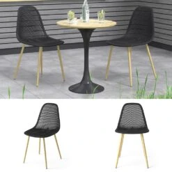 OK-Living Gartenstuhl Terrassenstuhl Balkonstuhl Joko Schwarz Sitzschale Stuhl