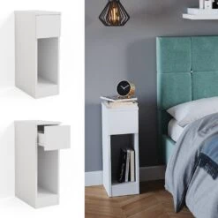 Vicco Nachtschrank Nachttisch Beistelltisch Enton Weiß Kommode Schublade Ablage