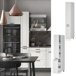 Vicco Apothekerhochschrank Küchenschrank Küchenzeile R-Line Landhaus 30 Cm Weiß