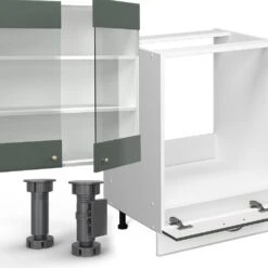 Vicco Küchenzeile Küchenblock Einbauküche Fame-Line Landhaus Weiß Grün Gold 300 Cm Schubunterschrank Herdumbauschrank Spülenunterschrank Hängeschrank Kühlumbauschrank Geschirrspülerblende -OUTSUNNY Verkäufe 8600343700 38038 prod 005