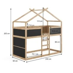 VitaliSpa Kinderstockbett Doppelstockbett Etagenbett Merlin Natur Anthrazit Modern 208x203 Cm Kinderzimmer Rausfallschutz Massivholz Lattenrost -OUTSUNNY Verkäufe 8600343700 38085 prod 003