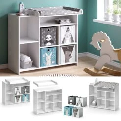Vicco Wickelkommode Babykommode Wickeltisch Oskar Simple Weiß Kinder-Faltboxen
