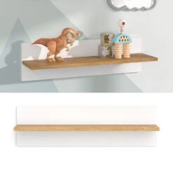 VitaliSpa Wandregal Hängeregal Ablageregal Malia Weiß Eiche Modern 70x20 Cm Kinderzimmer Regal Babyzimmerregal Kindermöbel Babymöbel Ablage Aufbewahrung
