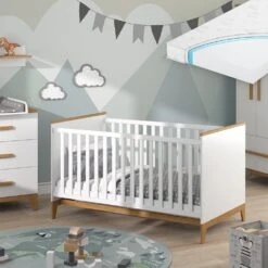 VitaliSpa Kinderbett Babybett Juniorbett Malia Weiß Eiche Matratze Modern 70x140 Cm Kinderzimmer Bett Babyzimmerbett Kindermöbel Babymöbel Schlupfsprossen Lattenrost Rausfallschutz Einzelbett -OUTSUNNY Verkäufe 8600343700 38274 prod 004