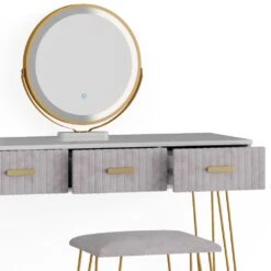 Vicco Schminktisch Frisiertisch Schminkkommode Layla Weiß Grau LED-Spiegel Design-Hocker 100x79 Cm Modern Schlafzimmer Kommode Schublade Ablage Aufbewahrung Touch-Switch Kosmetiktisch Make-Up-Tisch -OUTSUNNY Verkäufe 8600343700 38504 prod 006