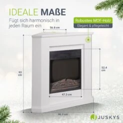 Juskys Elektrokamin – Standkamin Mit Heizung & Kaminfeuer – Flammeneffekt, 1000/2000 Watt – Weiß -OUTSUNNY Verkäufe 8600348200 18794 prod 004