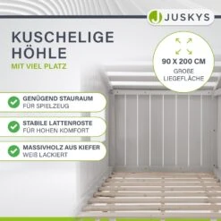 Juskys Kinderbett Baumhaus 90x200 Cm Weiß Mit Rutsche, Dach & Lattenrost – Hausbett Für Kinder 9 Juskys Kinderbett Baumhaus 90x200 Cm Weiß Mit Rutsche, Dach & Lattenrost – Hausbett Für Kinder -OUTSUNNY Verkäufe 8600348200 19028 prod 004