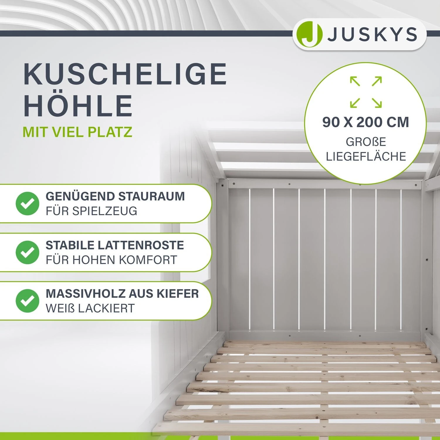 Juskys Kinderbett Baumhaus 90x200 Cm Weiß Mit Rutsche, Dach & Lattenrost – Hausbett Für Kinder 4 Juskys Kinderbett Baumhaus 90x200 Cm Weiß Mit Rutsche, Dach & Lattenrost – Hausbett Für Kinder – Bild 4
