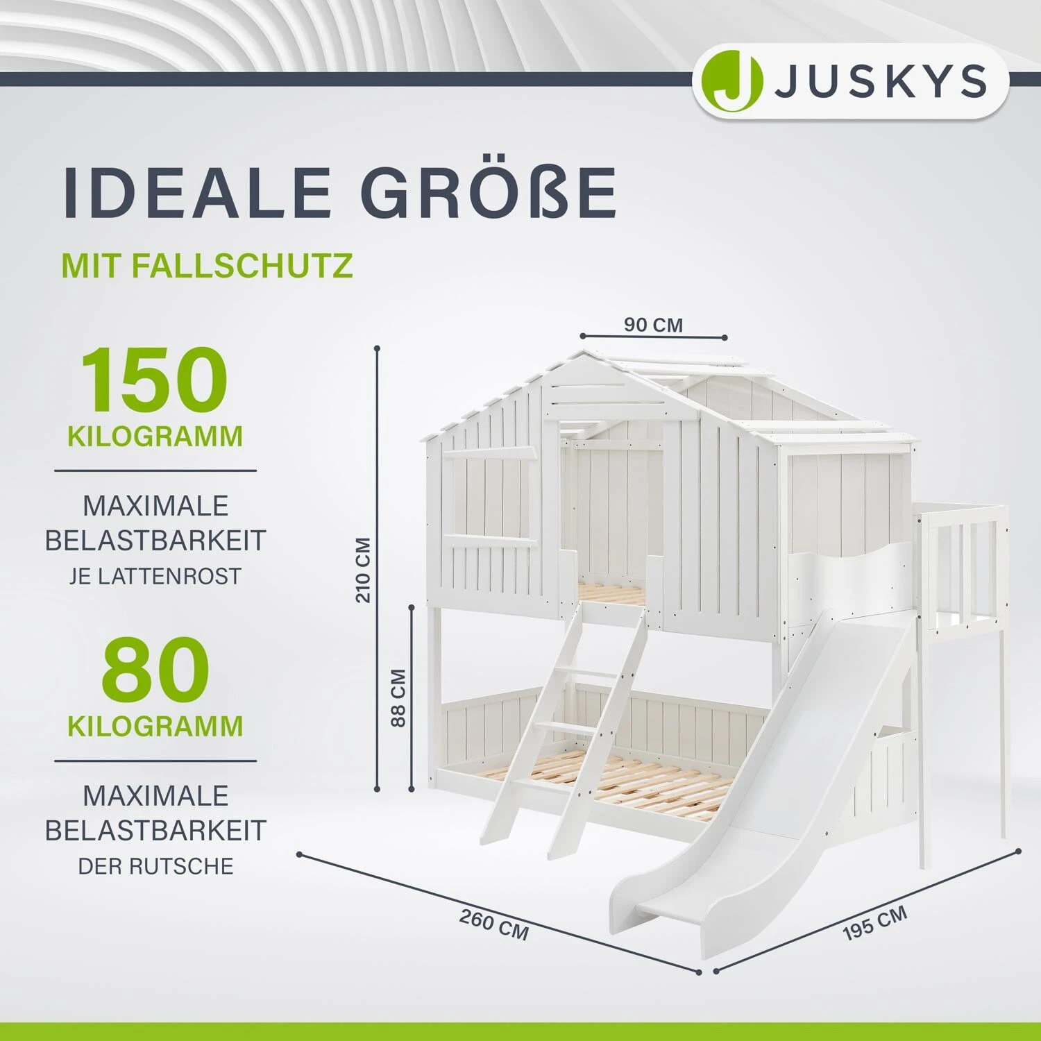 Juskys Kinderbett Baumhaus 90x200 Cm Weiß Mit Rutsche, Dach & Lattenrost – Hausbett Für Kinder 5 Juskys Kinderbett Baumhaus 90x200 Cm Weiß Mit Rutsche, Dach & Lattenrost – Hausbett Für Kinder – Bild 5